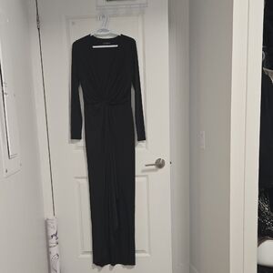 Guess by Marciano Black Long Sleeve Twist-Front Maxi Dress